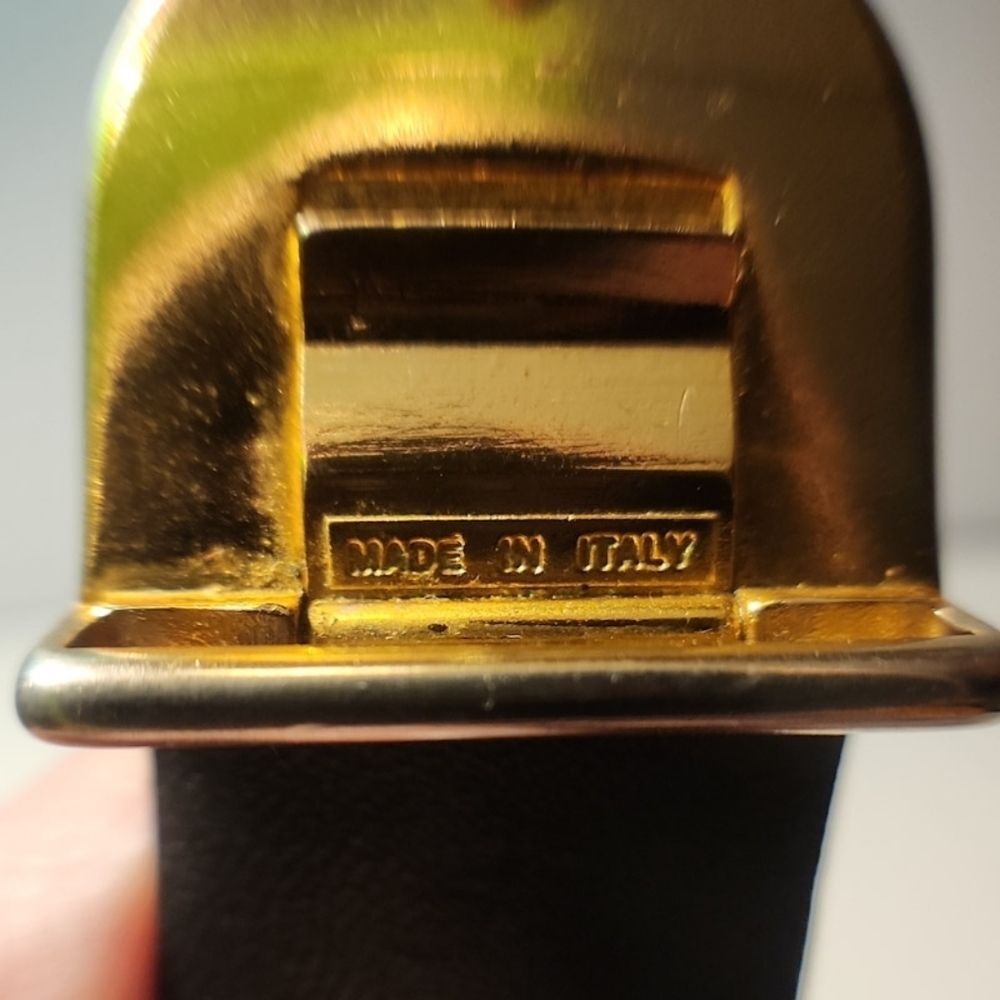 Vintage Dior Brown Leather Belt with Multi Color Alloy Buckle - Picture 7 of 7